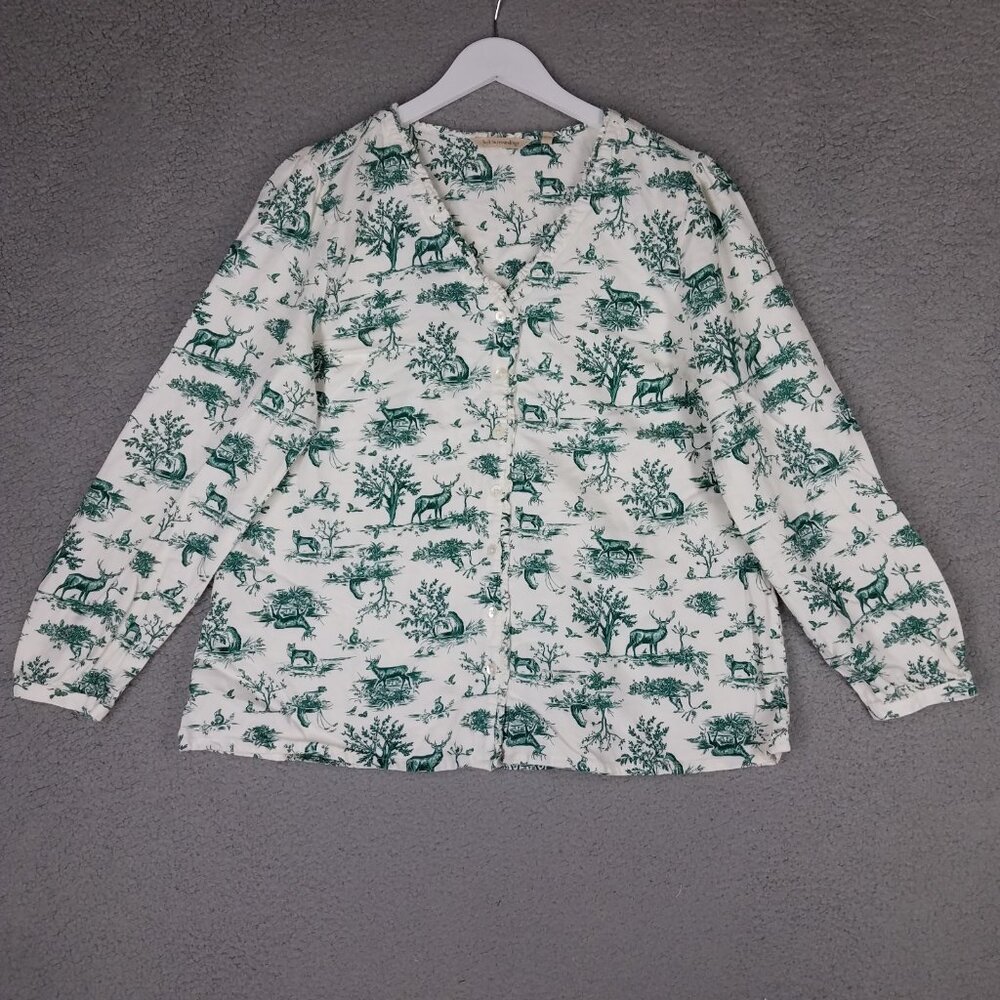 Soft Surroundings Festive Finley Sleep Top Women's Large Flannel Cottagecore